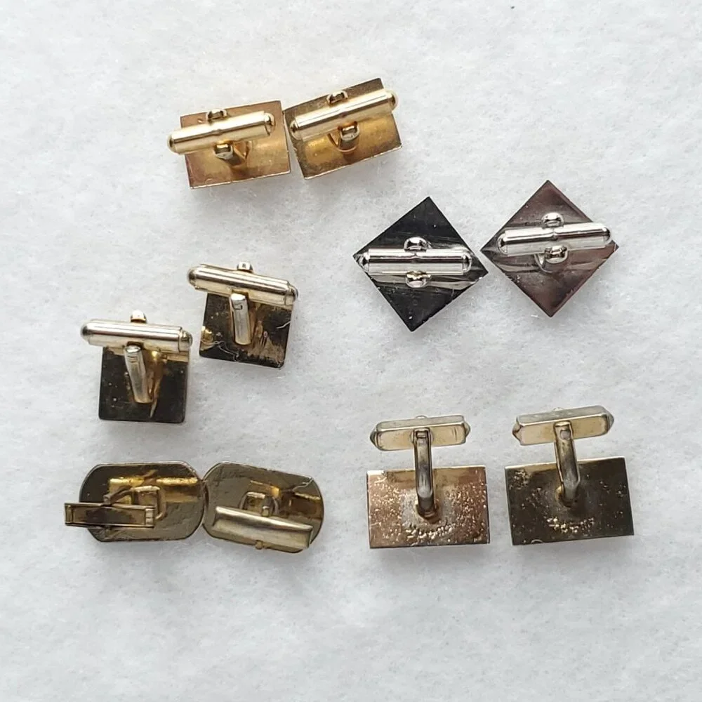 Vintage Cufflinks Gold Silver Tone Basic Simple Swank Unbranded Lot Of 5 Pair